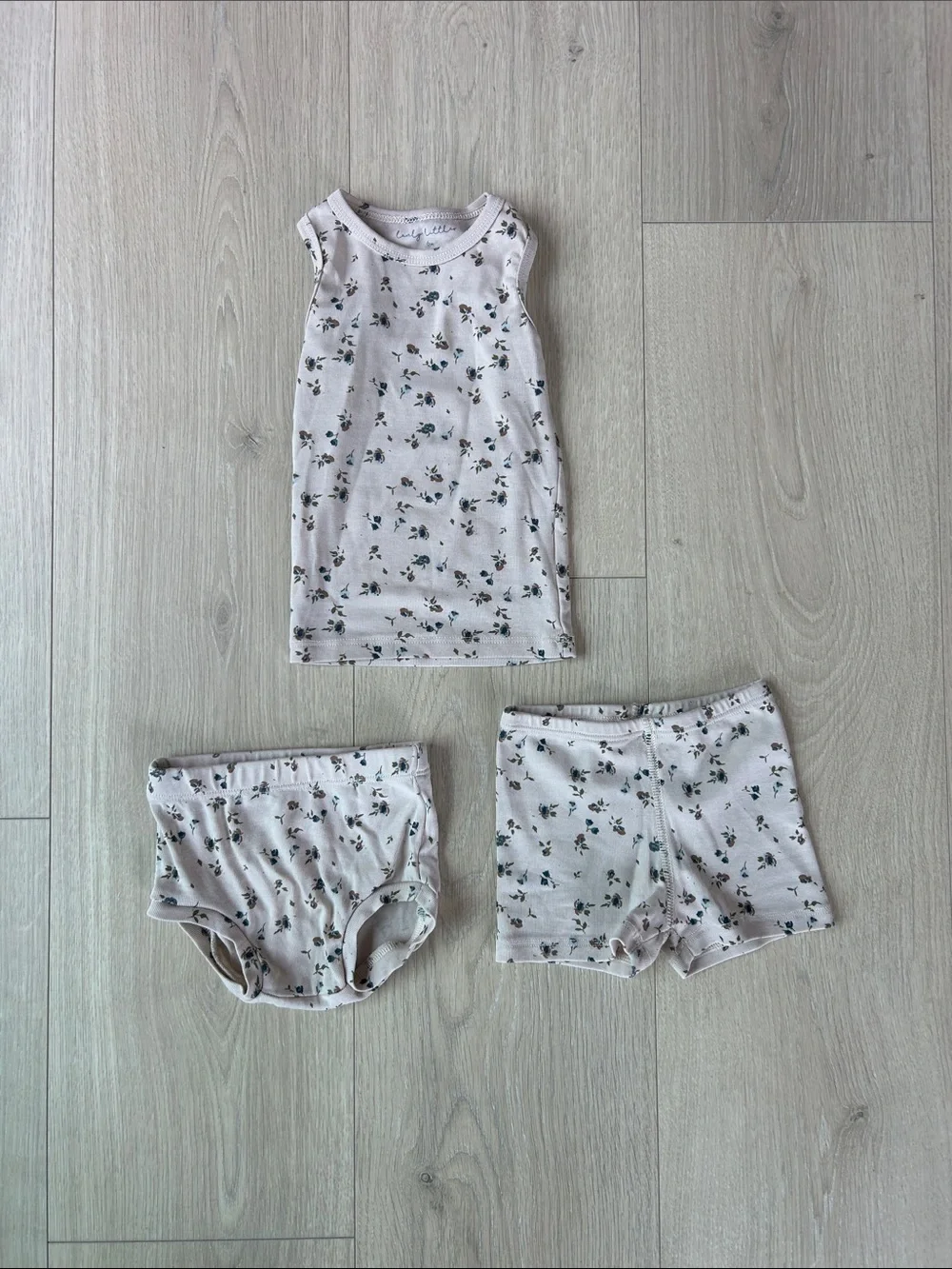 Lovely Littles 6m sand  Floral Tank & Shorts Set -